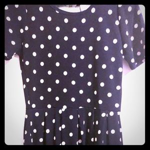 Lularoe Amelia Navy Polka Dot